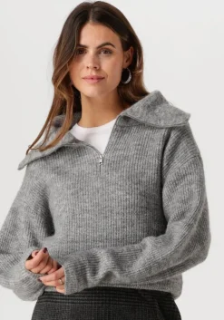 grijze msch copenhagen trui mschgytta zip pullover