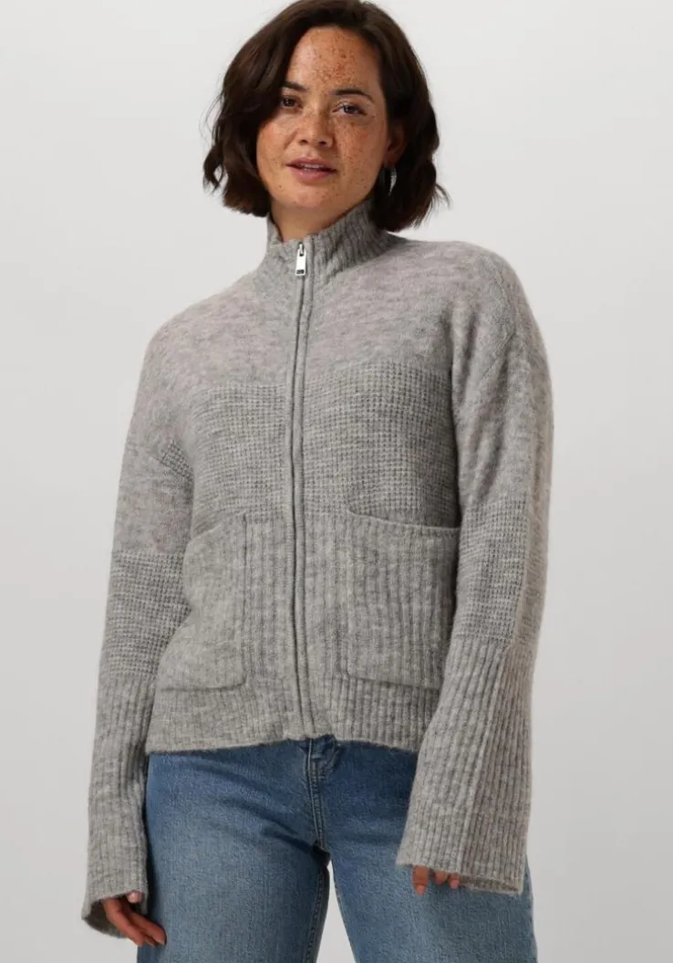 grijze msch copenhagen vest mschlediona hope zip cardigan