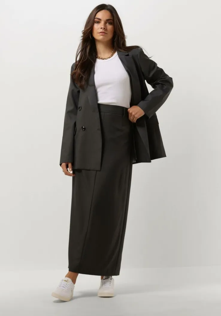 grijze neo noir maxirok vipse melange skirt