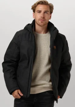 grijze pme legend gewatteerde jas semi long jacket strator melange twill