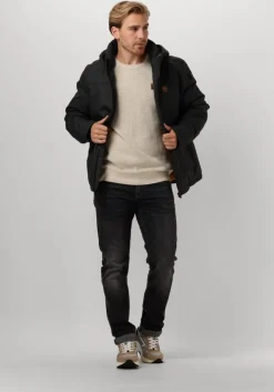 grijze pme legend gewatteerde jas semi long jacket strator melange twill