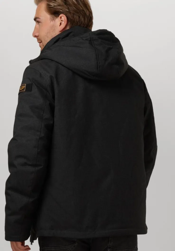 grijze pme legend gewatteerde jas semi long jacket strator melange twill
