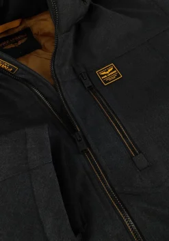 grijze pme legend gewatteerde jas semi long jacket strator melange twill