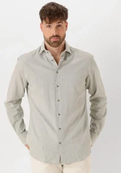 grijze profuomo klassiek overhemd shirt x-cutaway sc sf cotton linen