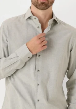 grijze profuomo klassiek overhemd shirt x-cutaway sc sf cotton linen