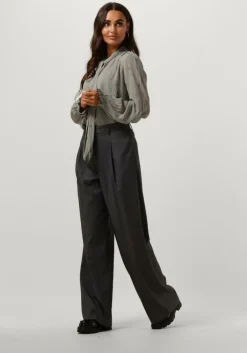 grijze scotch & soda blouses embroidered top with tie neck