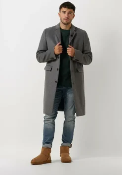 grijze scotch & soda mantel classic wool-blend overcoat