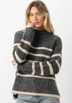 grijze second female trui ovalis knit t-neck