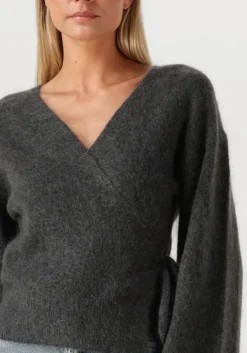 grijze second female vest brook knit wrap cardigan