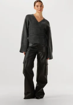 grijze second female vest brook knit wrap cardigan