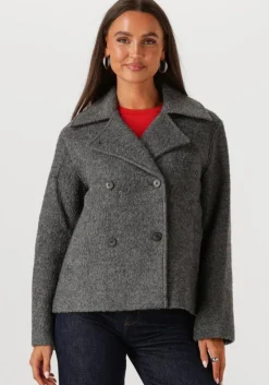 grijze selected femme mantel slfalma boucle lano jacket