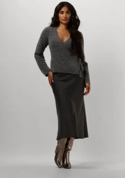 grijze selected femme midirok slflena hw midi skirt