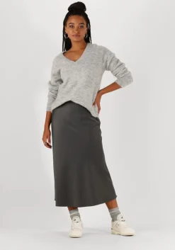 grijze selected femme midirok slflena hw midi skirt