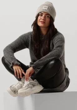 grijze selected femme mini jurk slfsia ras frill ls knit dress