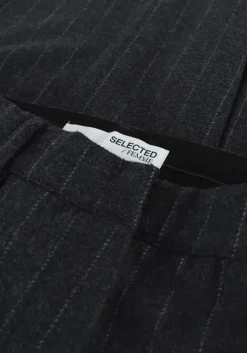 grijze selected femme pantalon slfmercy hw tapered wool pant