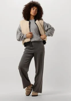 grijze selected femme pantalon slfemma-tara mw wide pant