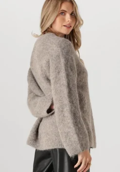 grijze selected femme trui slfgabella ls knit o-neck camp