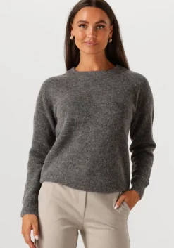grijze selected femme trui slflulu ls knit o-neck