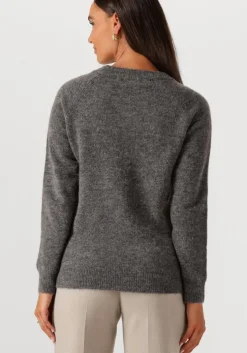grijze selected femme trui slflulu ls knit o-neck