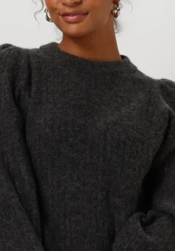 grijze selected femme trui slflulu ls structure knit o-neck