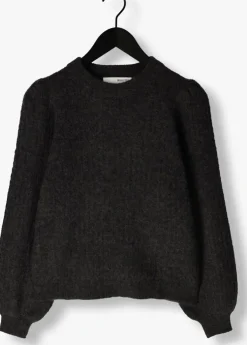 grijze selected femme trui slflulu ls structure knit o-neck