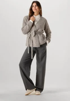 grijze selected femme vest slfgabella ls knit bow cardigan