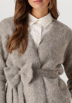 grijze selected femme vest slfgabella ls knit bow cardigan