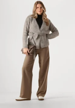 grijze selected femme vest slfgabella ls knit bow cardigan