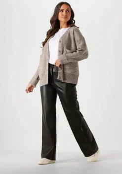 grijze selected femme vest slfalva ls knit cardigan