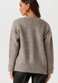 grijze selected femme vest slfalva ls knit cardigan