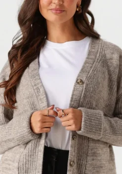 grijze selected femme vest slfalva ls knit cardigan