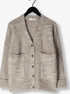 grijze selected femme vest slfalva ls knit cardigan