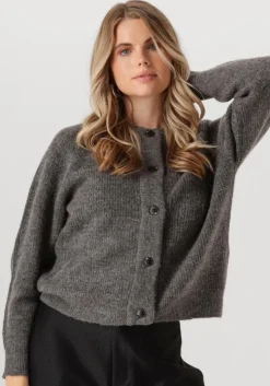 grijze selected femme vest slflulu ls knit short cardigan