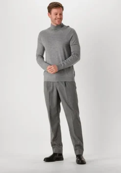 grijze selected homme coltrui slhtray ls knit merino roll neck