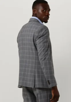 grijze selected homme colberts slhslim-liam grey/blue check blz flex b