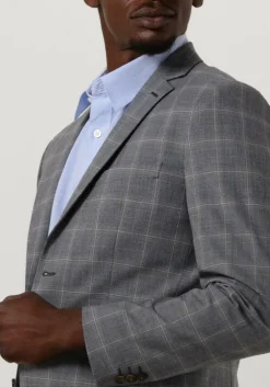 grijze selected homme colberts slhslim-liam grey/blue check blz flex b