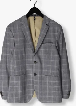 grijze selected homme colberts slhslim-liam grey/blue check blz flex b