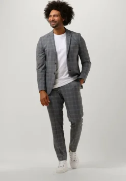 grijze selected homme colberts slhslim-liam grey/blue check blz flex b