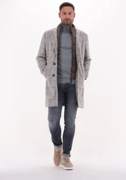 grijze selected homme coltrui town merino coolmax knit roll b