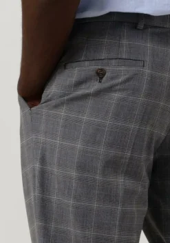 grijze selected homme pantalon slhslim-liam grey/blue check trs flex b