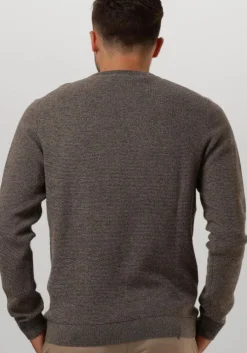 grijze selected homme trui slhross ls knit structure crew neck noos