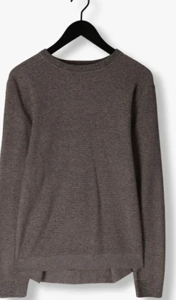 grijze selected homme trui slhross ls knit structure crew neck noos