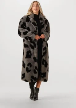 grijze silvian heach faux fur jas long furr coat lemos