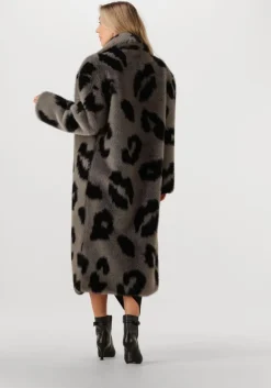 grijze silvian heach faux fur jas long furr coat lemos