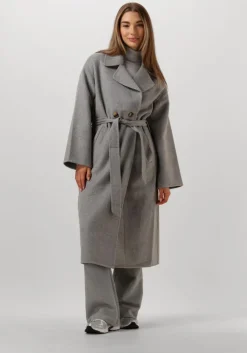 grijze summum mantel long coat wool classic