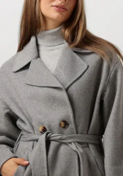 grijze summum mantel long coat wool classic