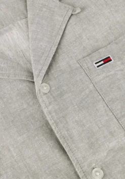 grijze tommy jeans casual overhemd tjm linen blend camp ss ext