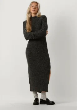 grijze vanilia midi jurk wool maxi dress