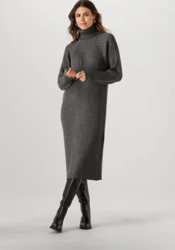 grijze y.a.s. midi jurk yasmavi knit midi rollneck dress