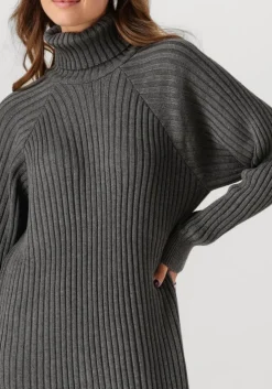 grijze y.a.s. midi jurk yasmavi knit midi rollneck dress
